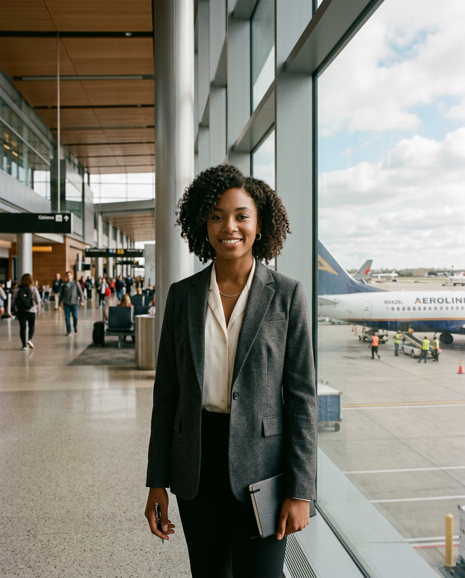 Alivia Gittens at an airport terminal